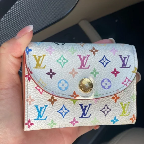 Reposhing  🤩 LV White Multicolor Flap Card coin case holder wallet 💚💛💗💙❤️💜 - Picture 5 of 16
